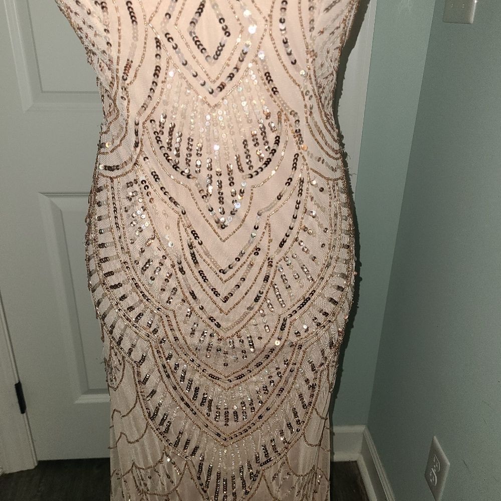 Jump Apparel Sequin Spagettu Strap Evening Gown - Picture 7 of 13